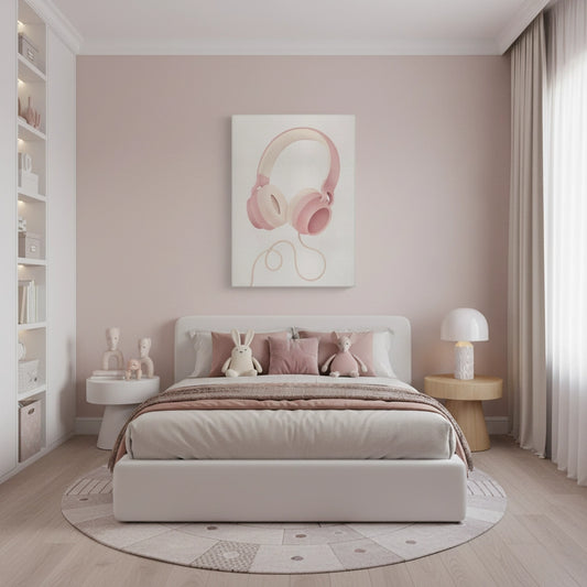 Minimalist Pink Headphones - Canvas