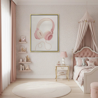 Minimalist Pink Headphones - Canvas