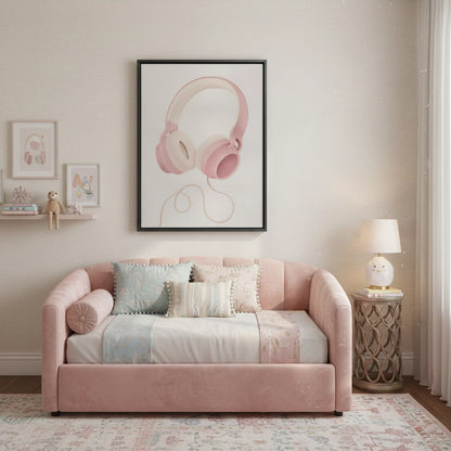 Minimalist Pink Headphones - Canvas