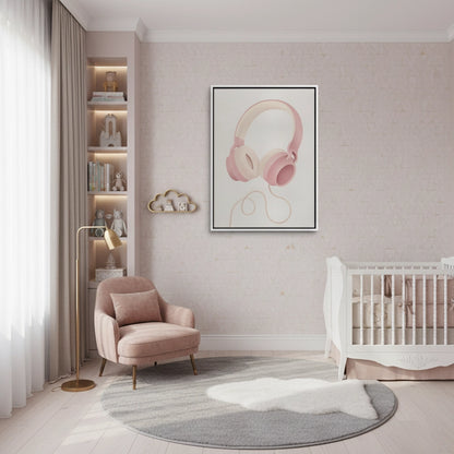 Minimalist Pink Headphones - Canvas