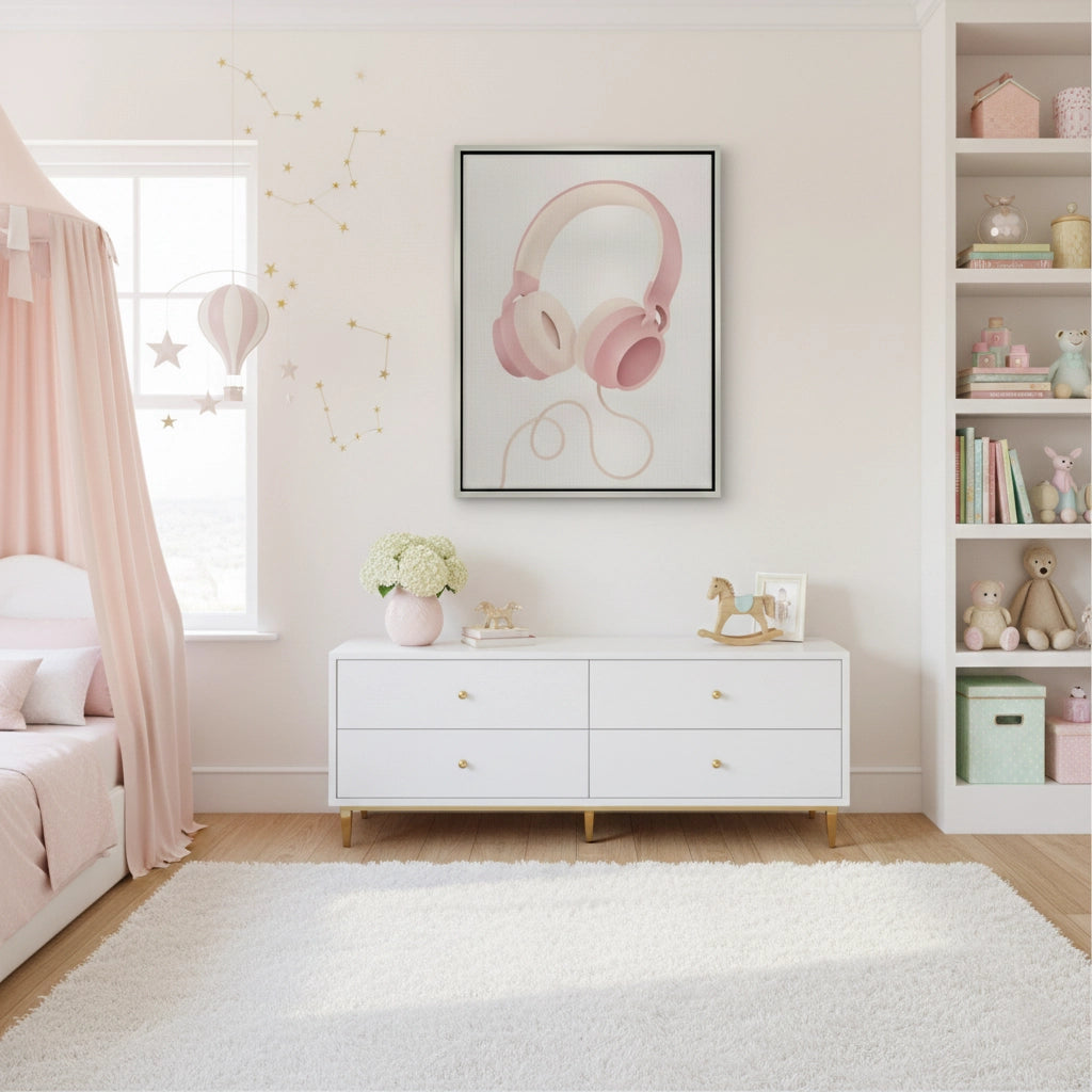 2Minimalist Pink Headphones - Canvas