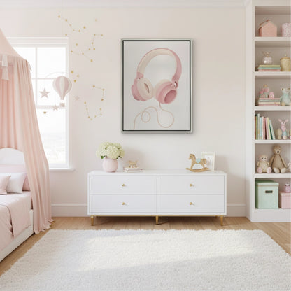 Minimalist Pink Headphones - Canvas