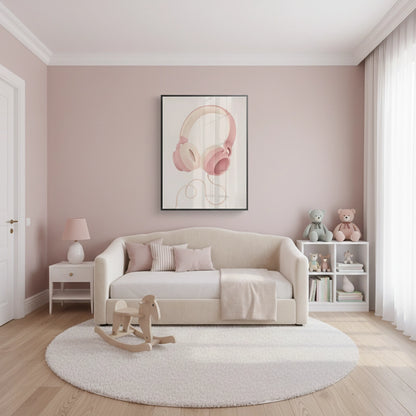 Minimalist Pink Headphones - Fine Art