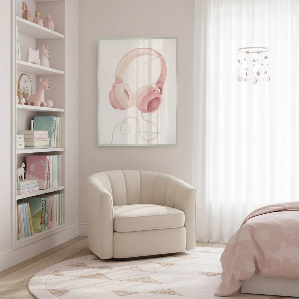 2Minimalist Pink Headphones - Fine Art