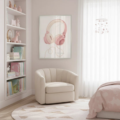 Minimalist Pink Headphones - Fine Art