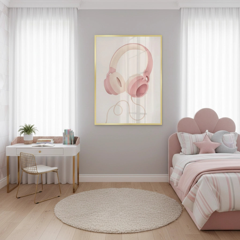 2Minimalist Pink Headphones - Fine Art