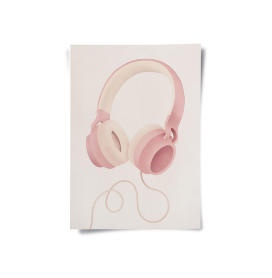 Minimalist Pink Headphones - Poster