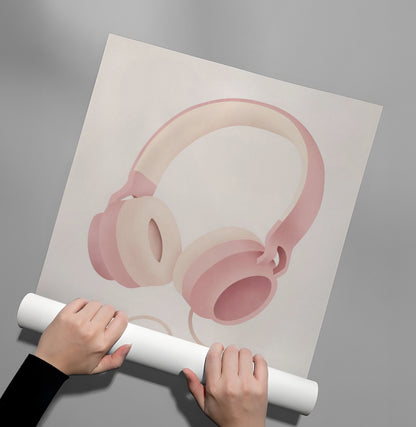 Minimalist Pink Headphones - Poster