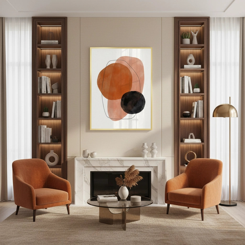 2Minimalist Rust and Beige Organic - Fine Art