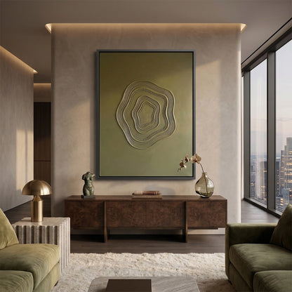 Minimalist Sculptural Canvas in Olive #SR-OV03