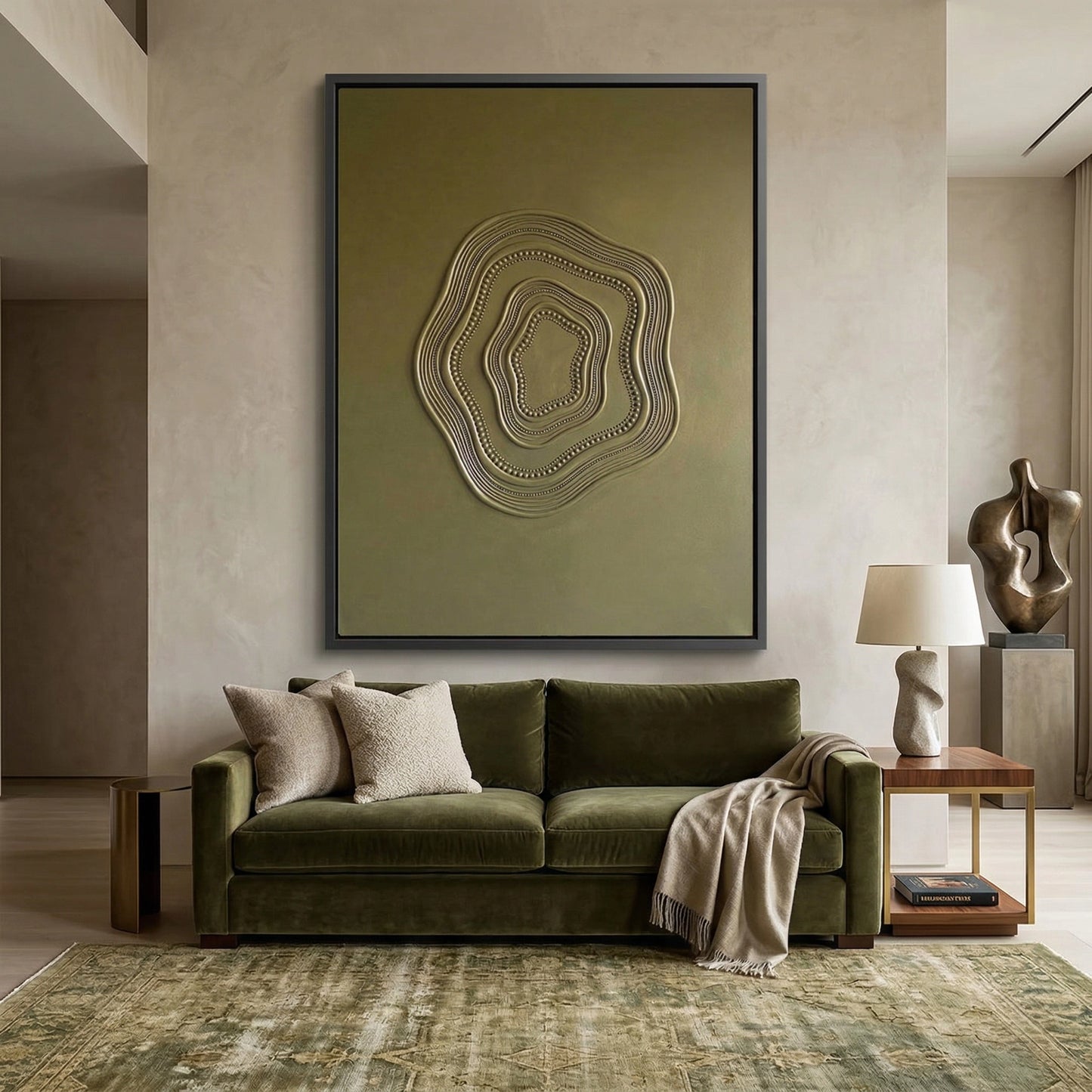 2Minimalist Sculptural Canvas in Olive #SR-OV03