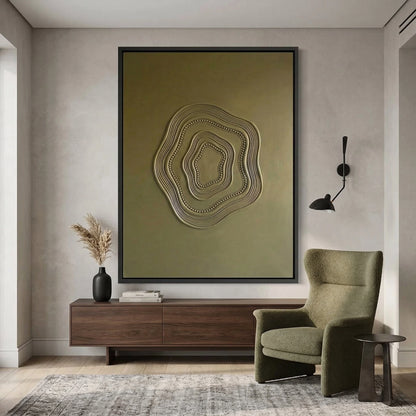 Minimalist Sculptural Canvas in Olive #SR-OV03