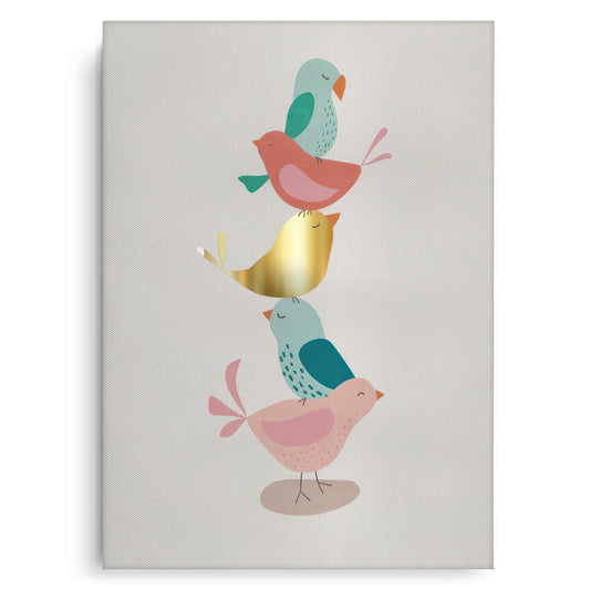 Minimalist Stacked Birds - Canvas