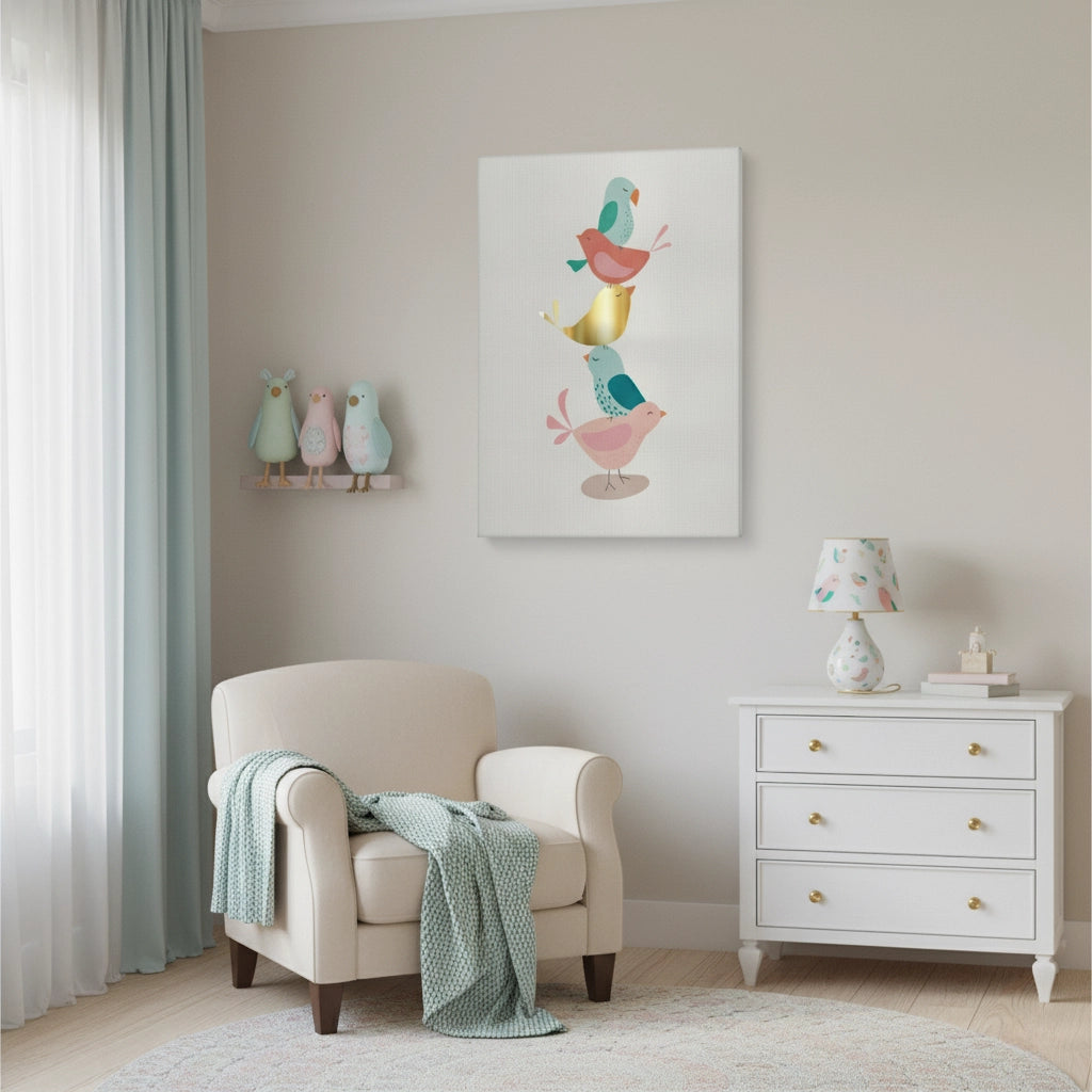 Minimalist Stacked Birds - Canvas - Jasmineart.ae