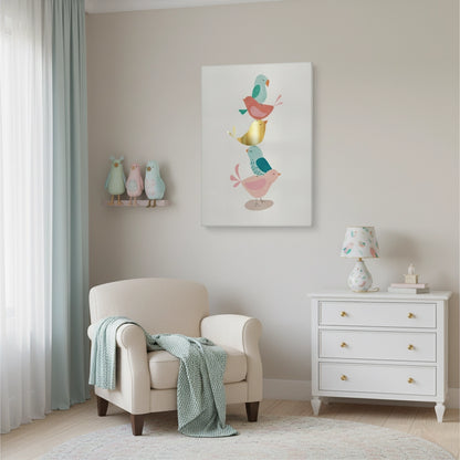 Minimalist Stacked Birds - Canvas