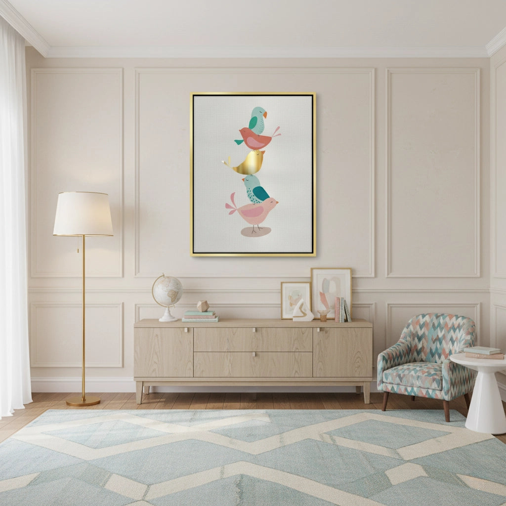 2Minimalist Stacked Birds - Canvas