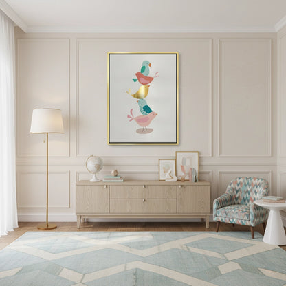 Minimalist Stacked Birds - Canvas