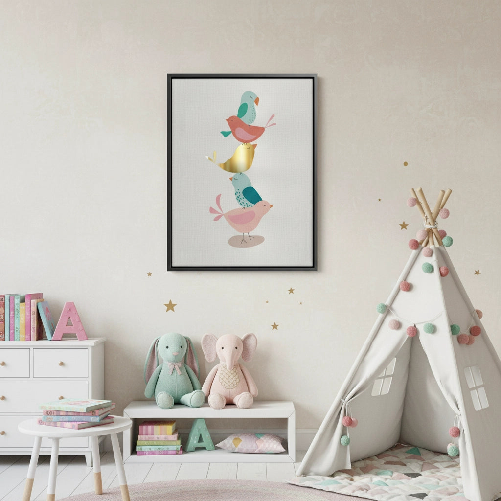 2Minimalist Stacked Birds - Canvas