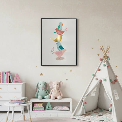 Minimalist Stacked Birds - Canvas