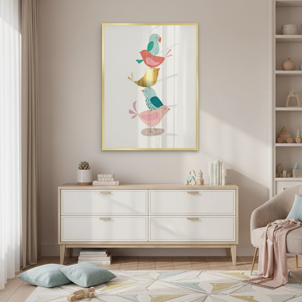 2Minimalist Stacked Birds - Fine Art