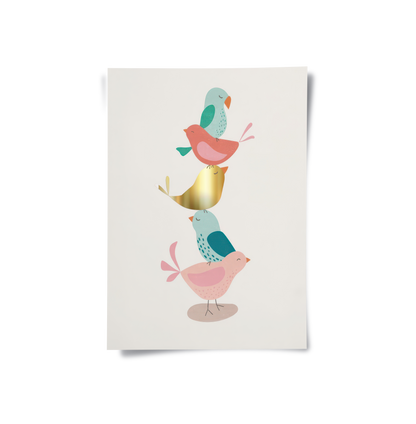 Minimalist Stacked Birds - Poster