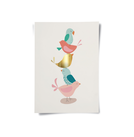 Minimalist Stacked Birds - Poster