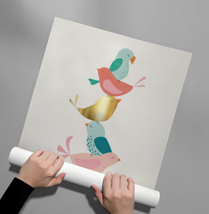 Minimalist Stacked Birds - Poster