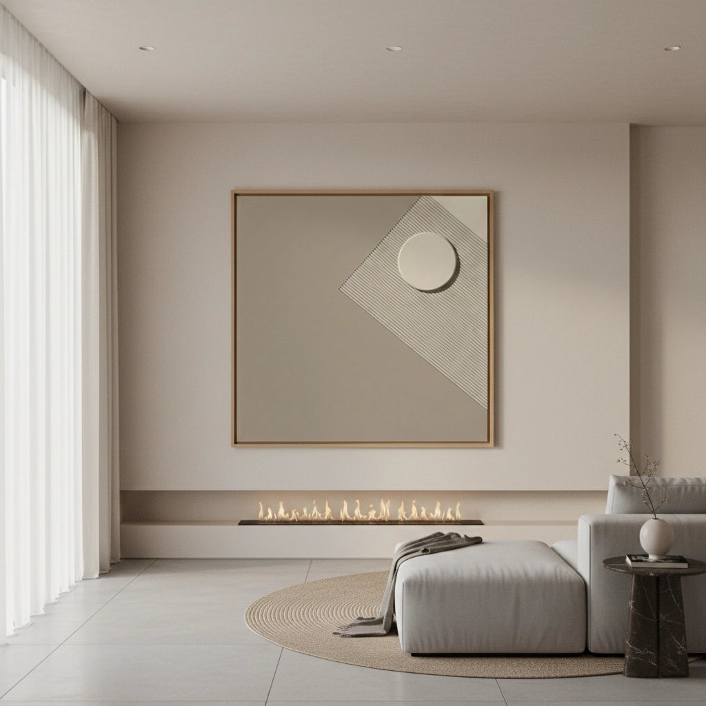 2Minimalist Taupe Geometric Painting #MTGE110