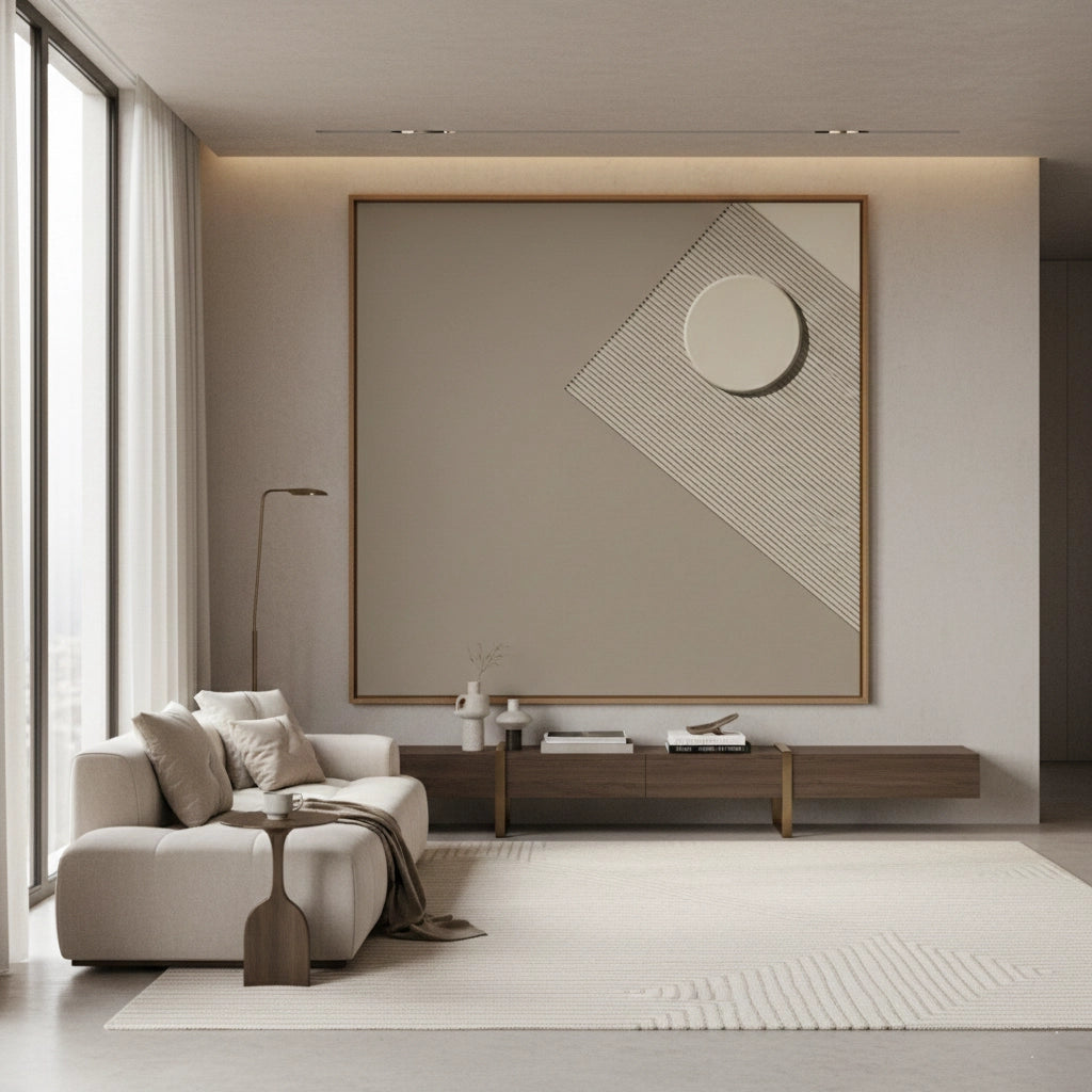 2Minimalist Taupe Geometric Painting #MTGE110