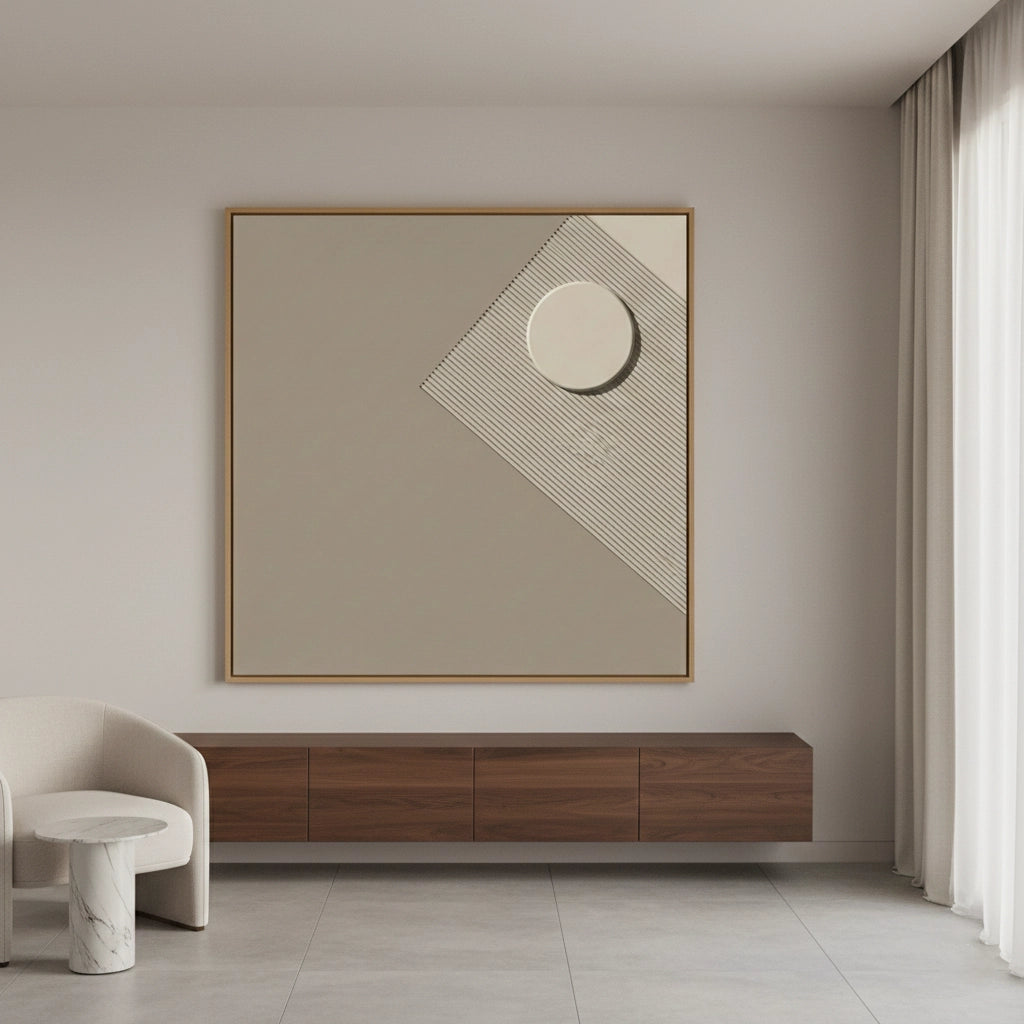 2Minimalist Taupe Geometric Painting #MTGE110