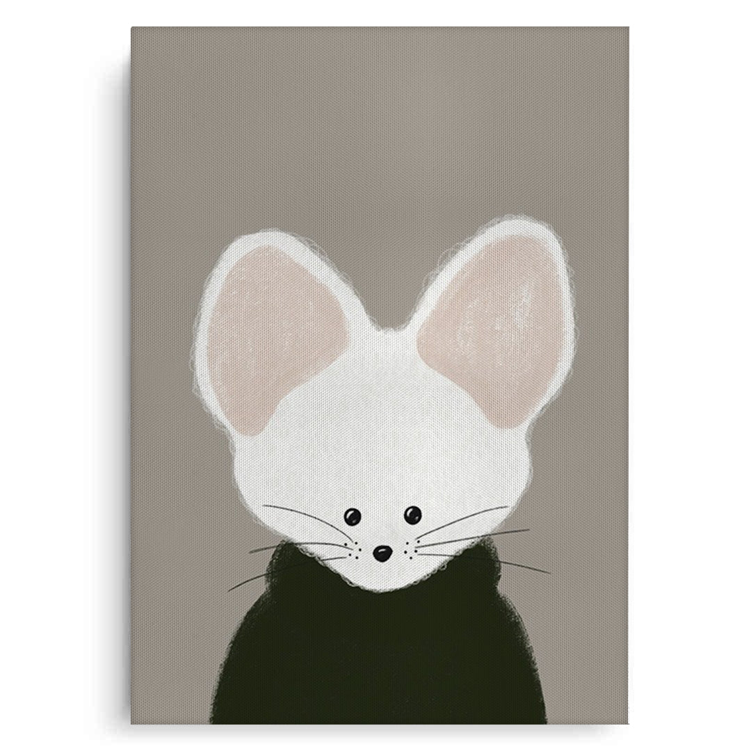2Minimalist White Mouse - Canvas
