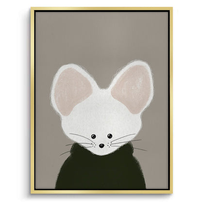 Minimalist White Mouse - Canvas