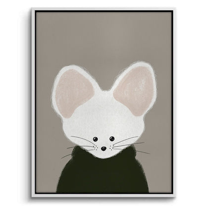 Minimalist White Mouse - Canvas