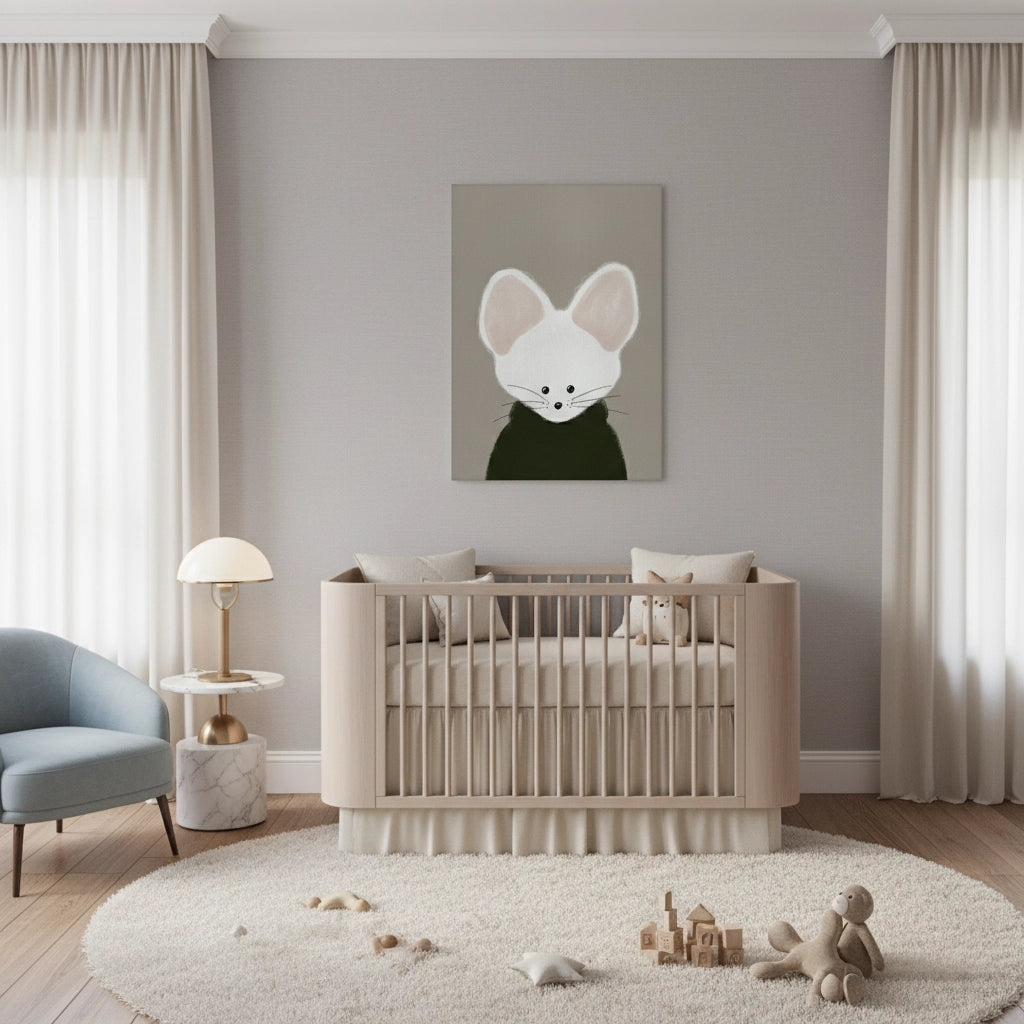 Minimalist White Mouse - Canvas - Jasmineart.ae