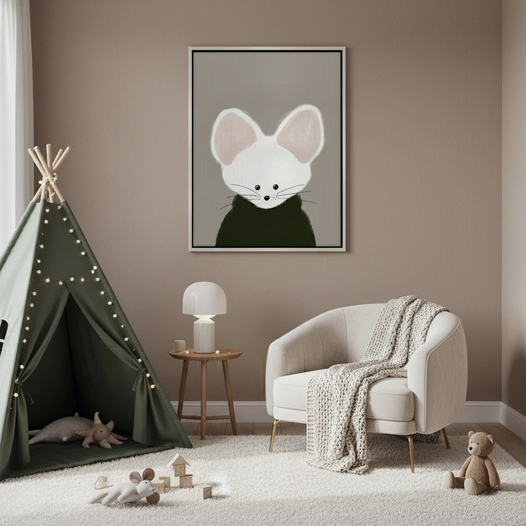 2Minimalist White Mouse - Canvas