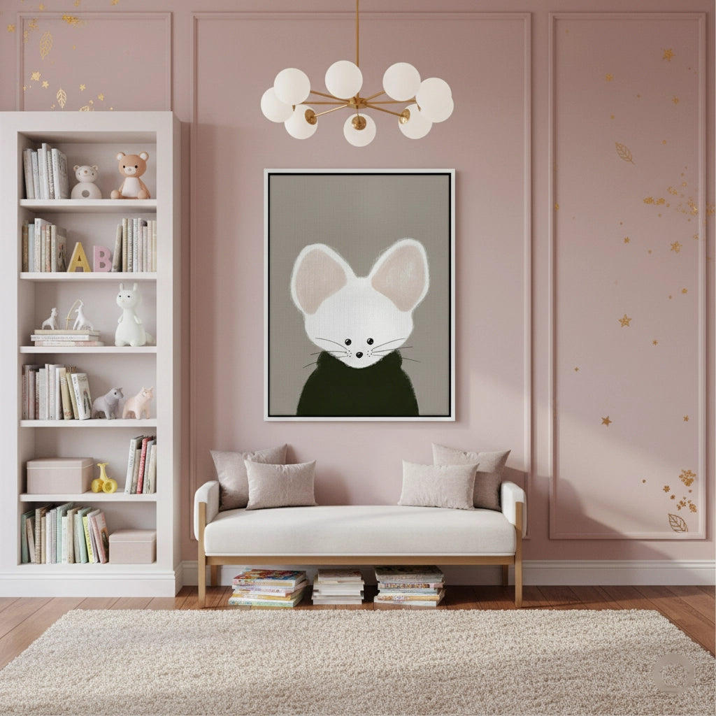 2Minimalist White Mouse - Canvas