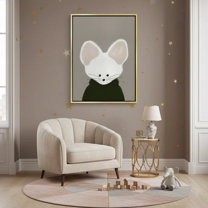 Minimalist White Mouse - Canvas