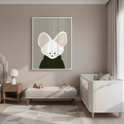 Minimalist White Mouse - Fine Art