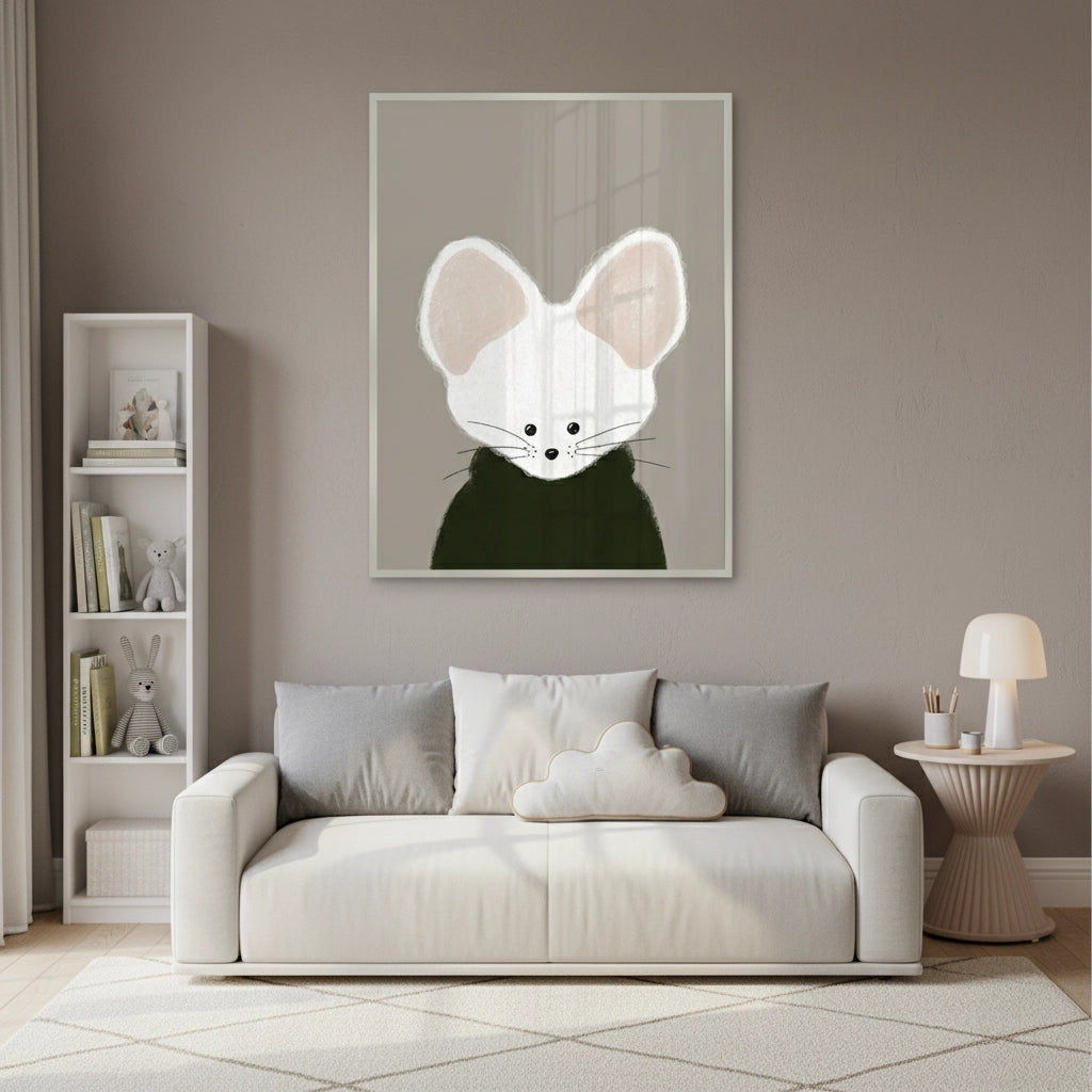 2Minimalist White Mouse - Fine Art