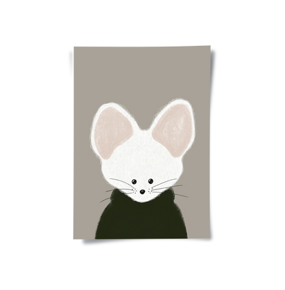 Minimalist White Mouse - Poster