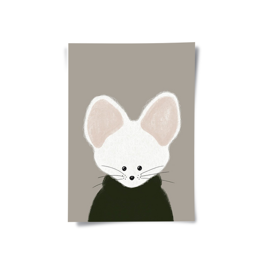 Minimalist White Mouse - Poster