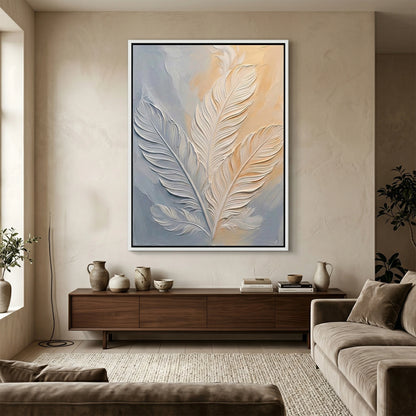 Textured trio of wings art print with neutral palette and elegant minimalist design, enhancing sophisticated UAE interior styling