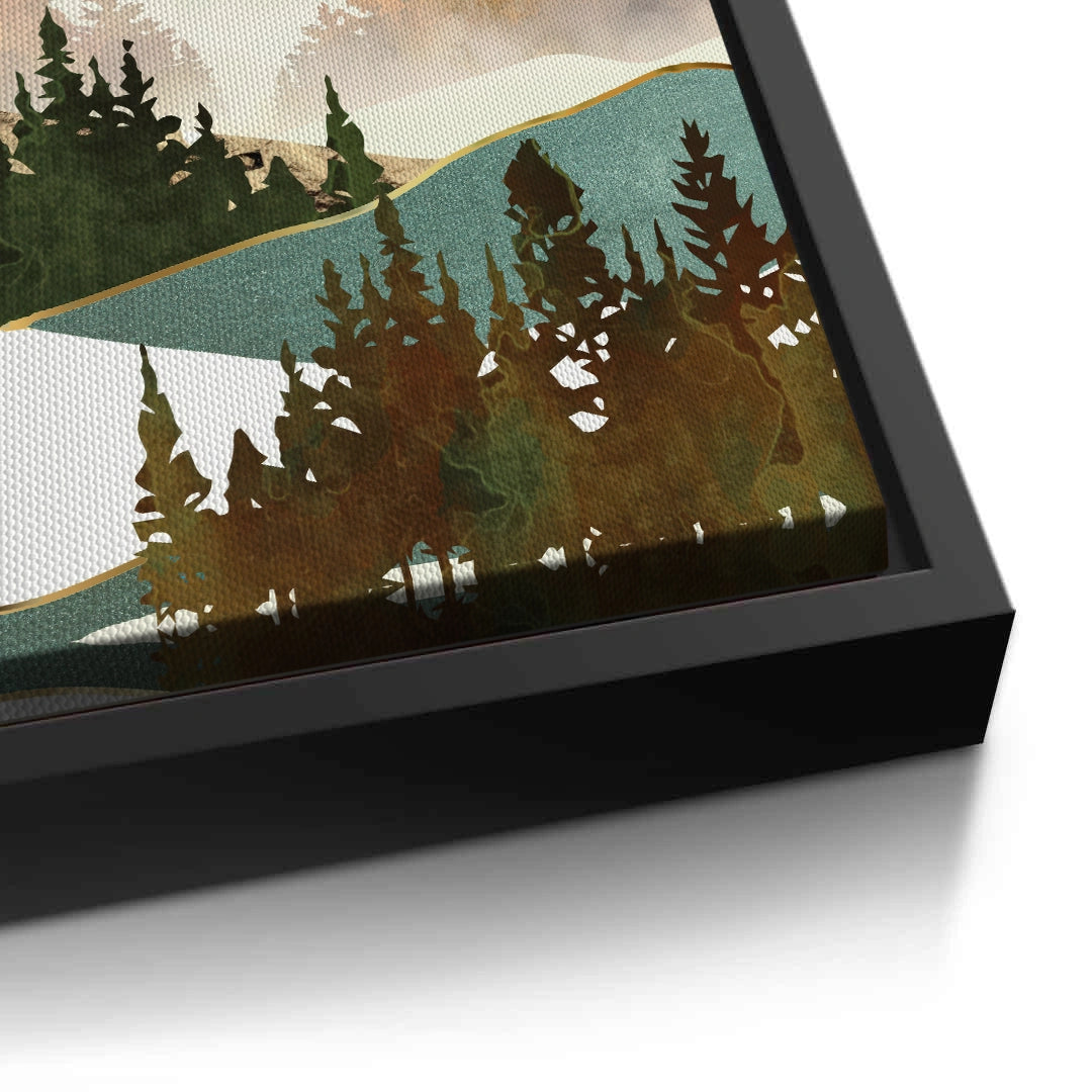 2Misty Forest and Gold Sun - Canvas