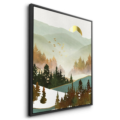 Misty Forest and Gold Sun - Canvas