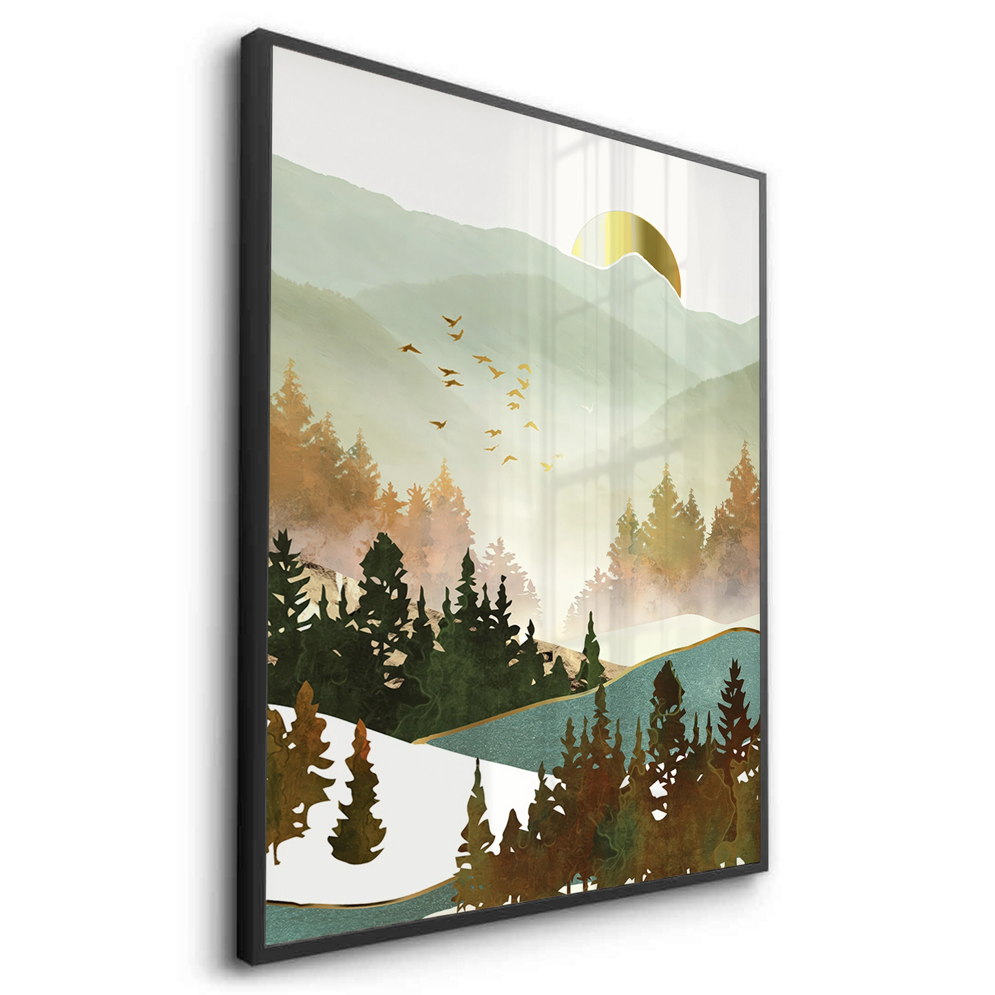 2Misty Forest and Gold Sun - Fine Art