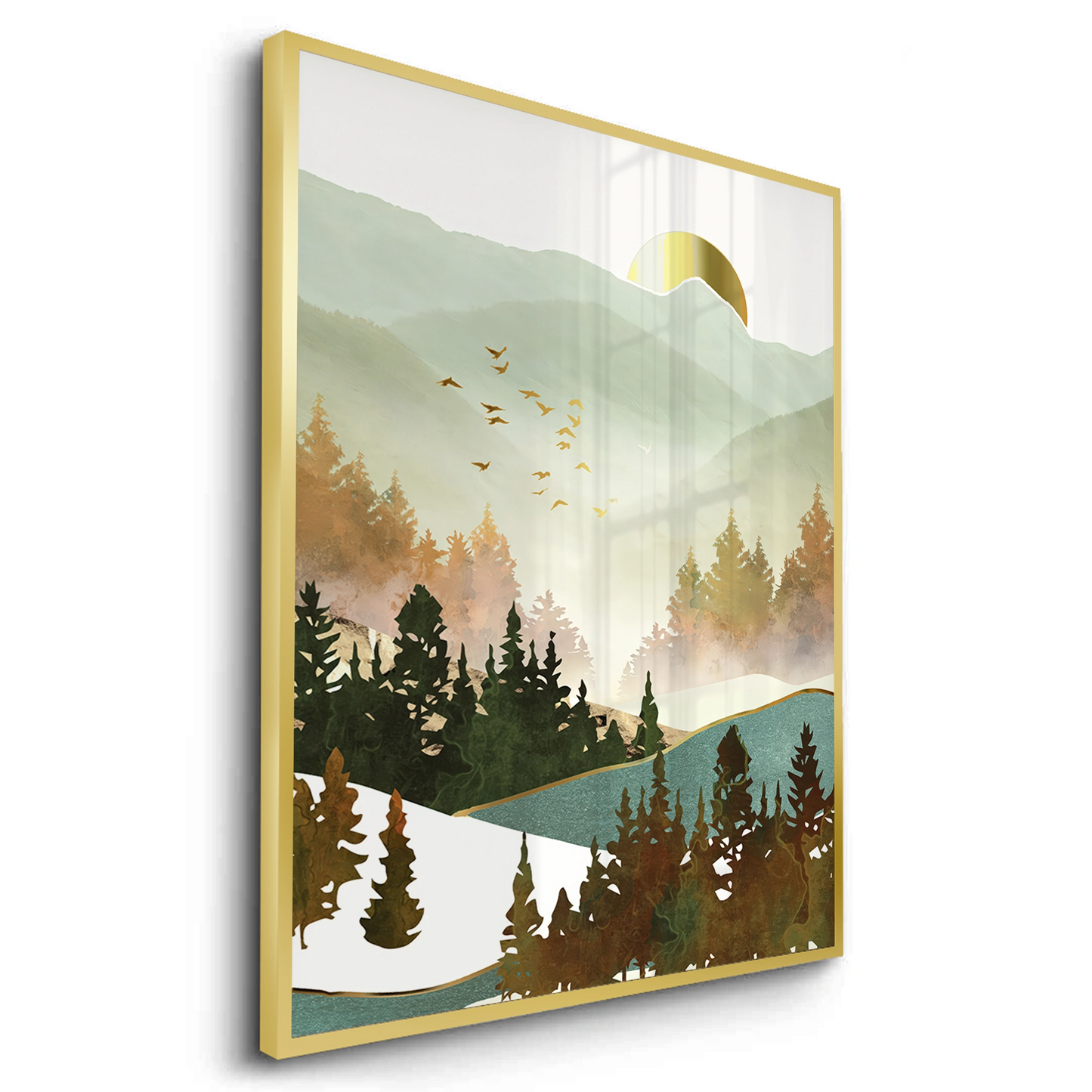 2Misty Forest and Gold Sun - Fine Art