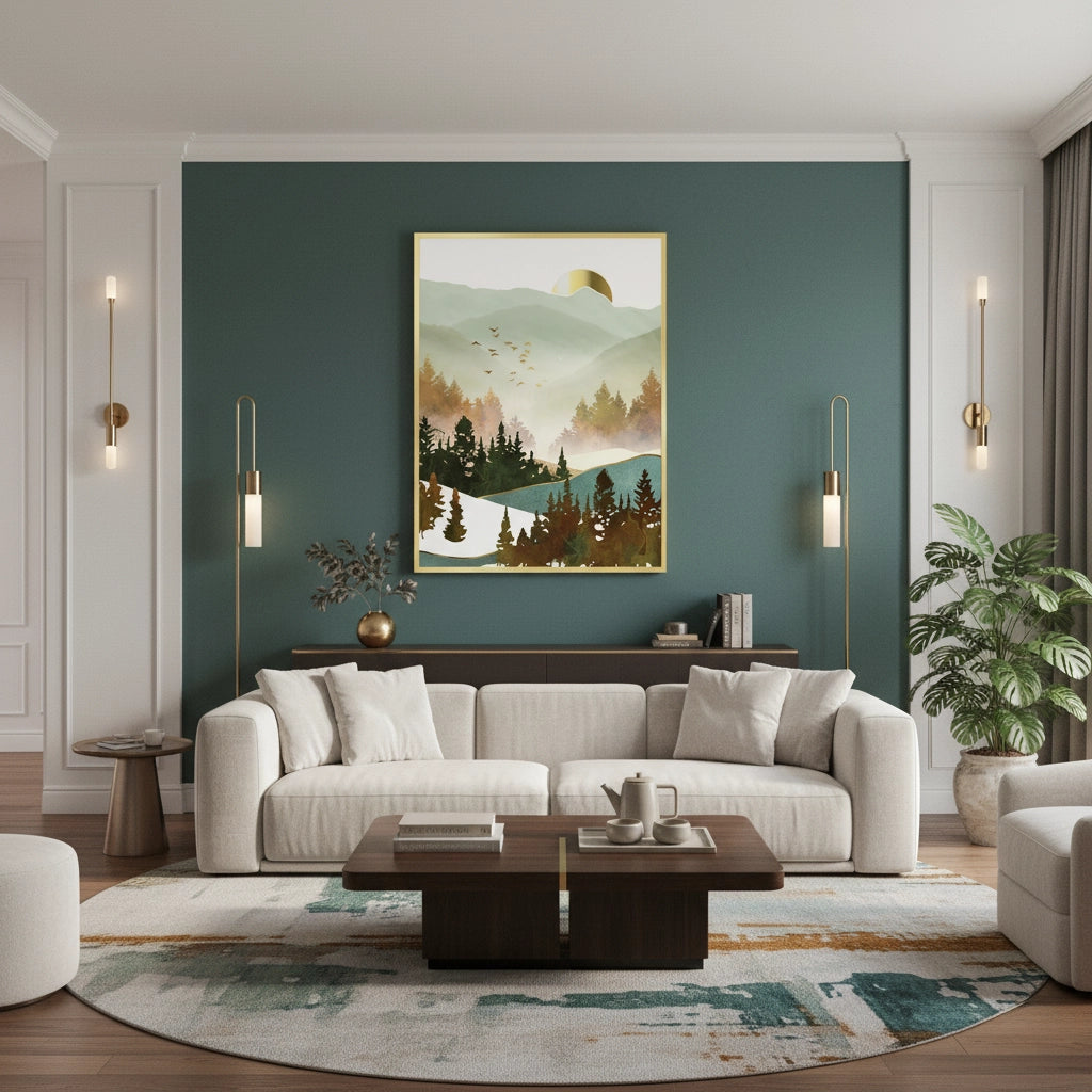 2Misty Forest and Gold Sun - Fine Art