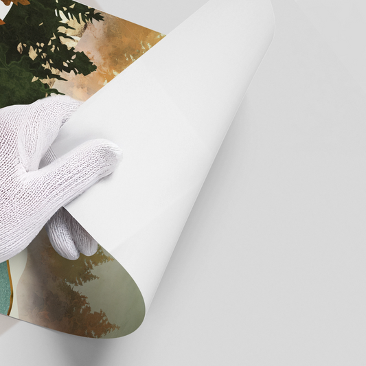 Misty Forest and Gold Sun - Poster