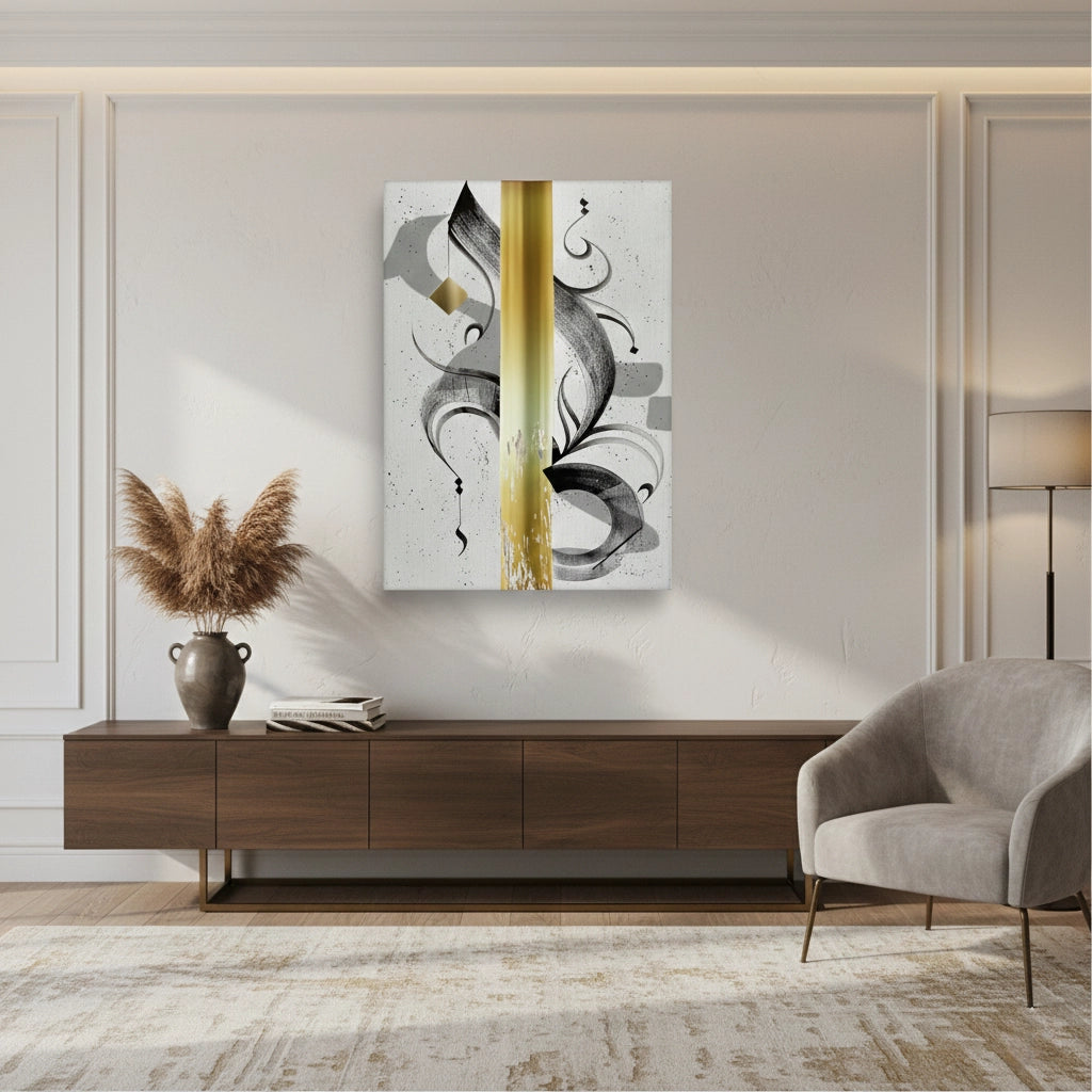 Modern Black & Gold Calligraphy - Canvas