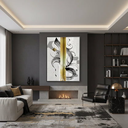 Modern Black & Gold Calligraphy - Fine Art